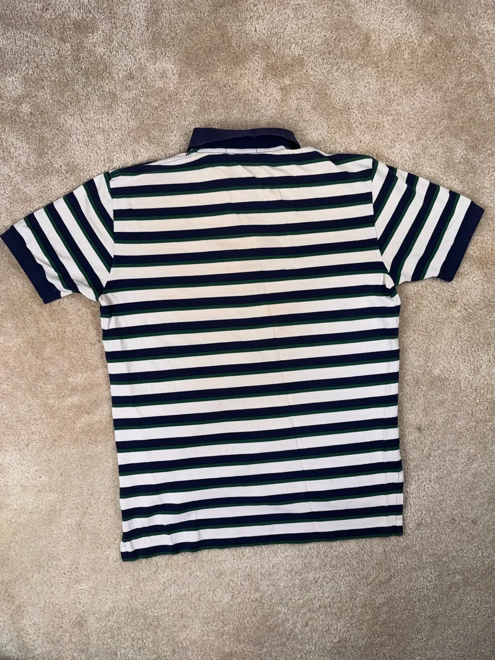 Polo by Ralph Lauren Navy, White & Green Striped Cotton Polo